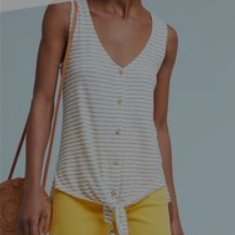 t.la black/white striped button down tank. Medium. EUC